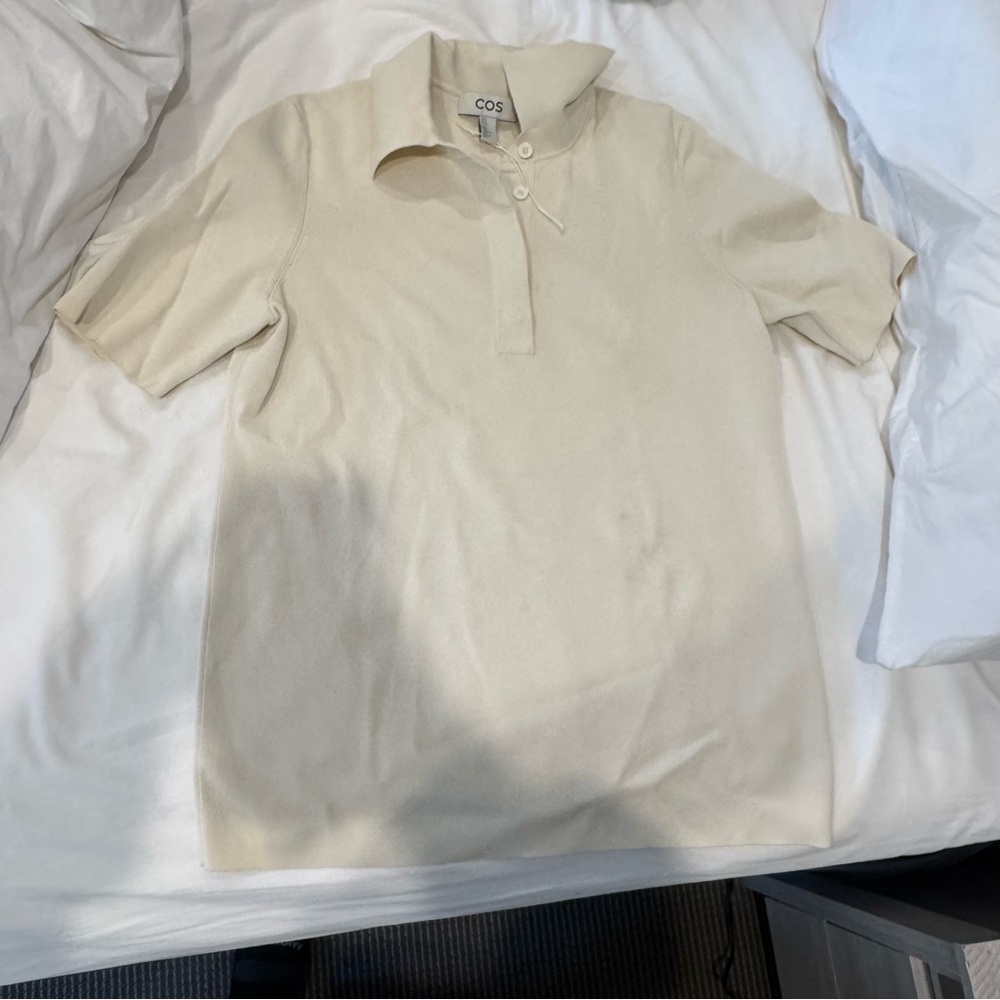 COS Women's Short Sleeve Polo in Cream